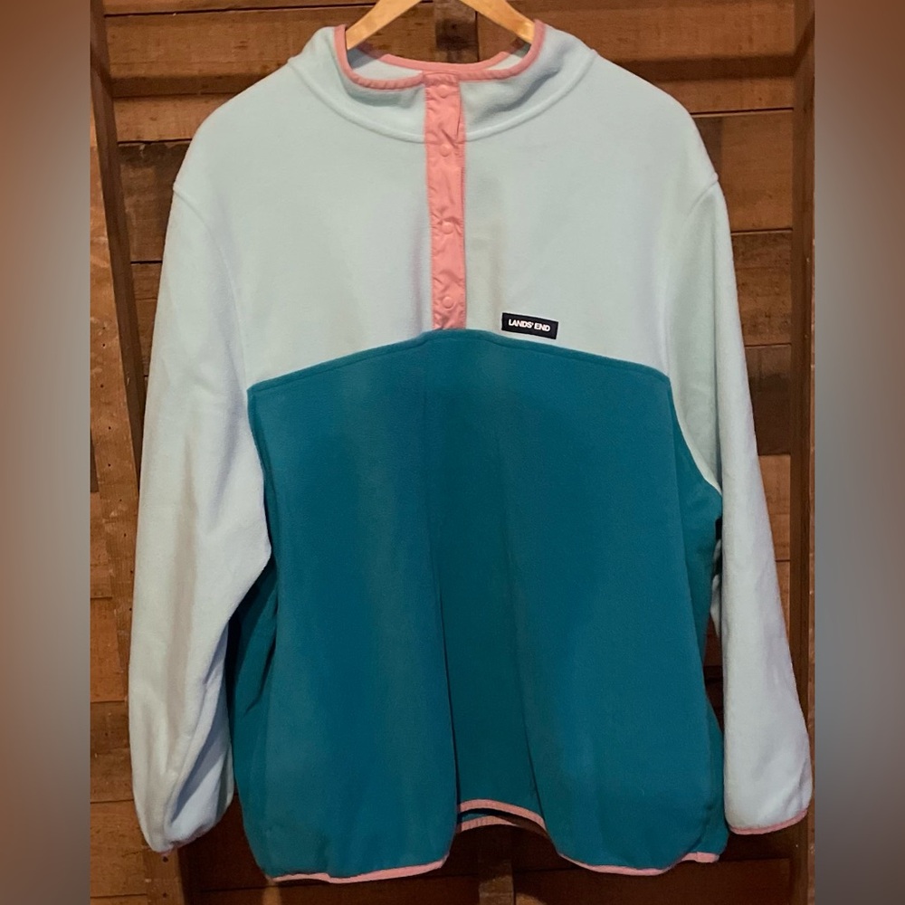 #LandsEnd women’s 3X fleece 3/4 snap up shirt.